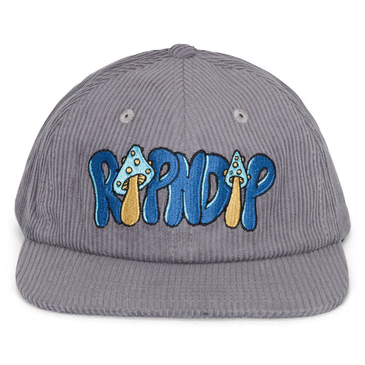 TOADSTOOL CORDUROY VELCRO 6 PANEL HAT (GREY)