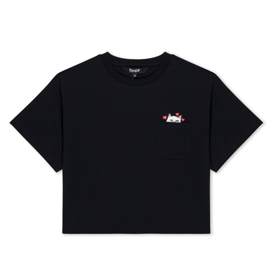 NERMAL LOVES CROPPED BABY POCKET
TEE (BLACK)