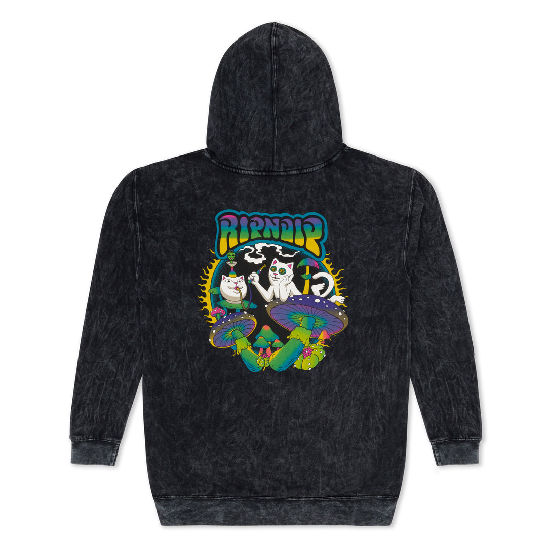 PSYCHEDELIC GARDEN HOODIE (BLACK MINERAL WASH)