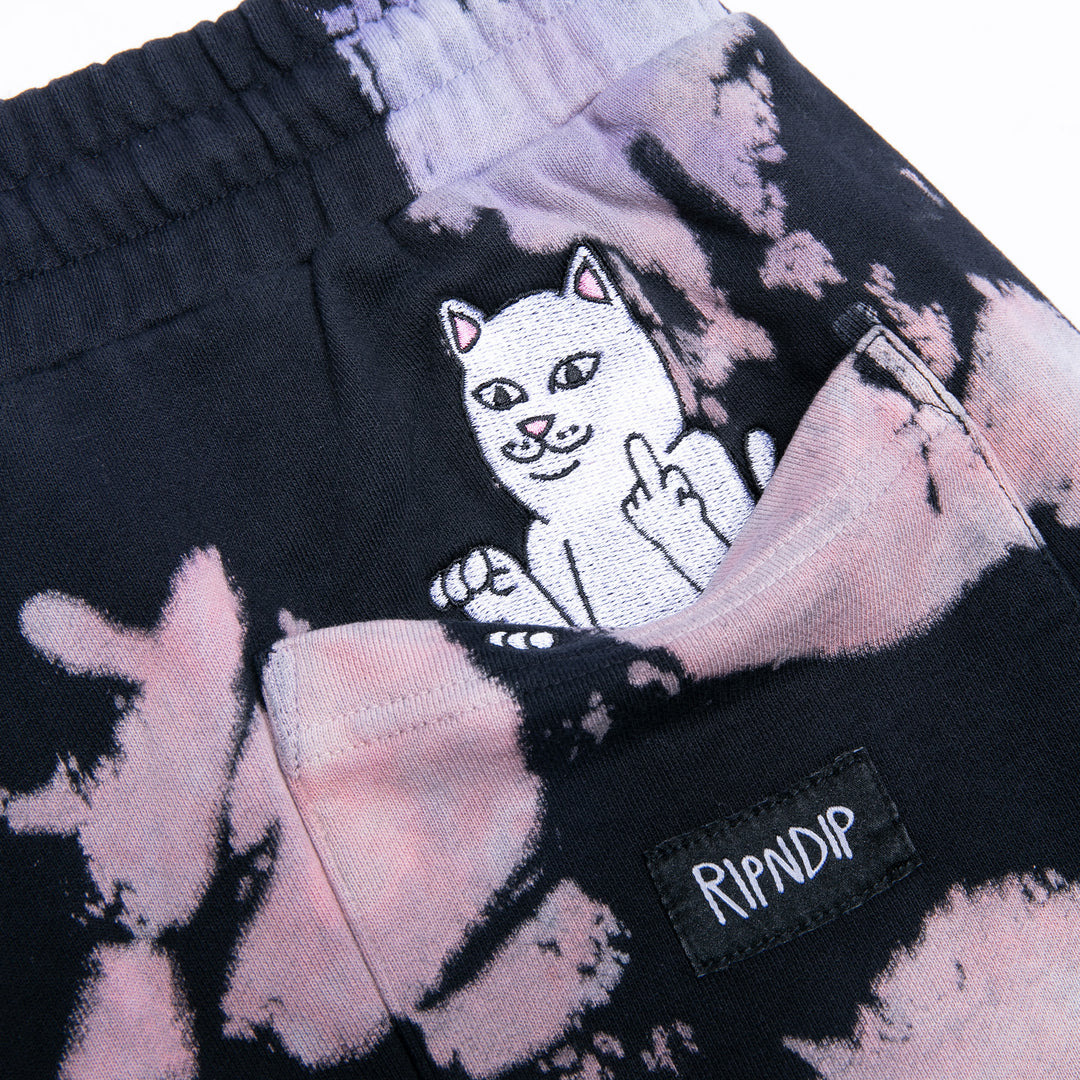 BLAZE SWEATSHORTS (BLACK/PEACH/PURPLE TIE DYE)