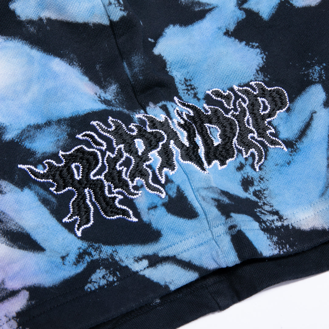 BLAZE SWEATSHORTS (BLACK/PEACH/PURPLE TIE DYE)