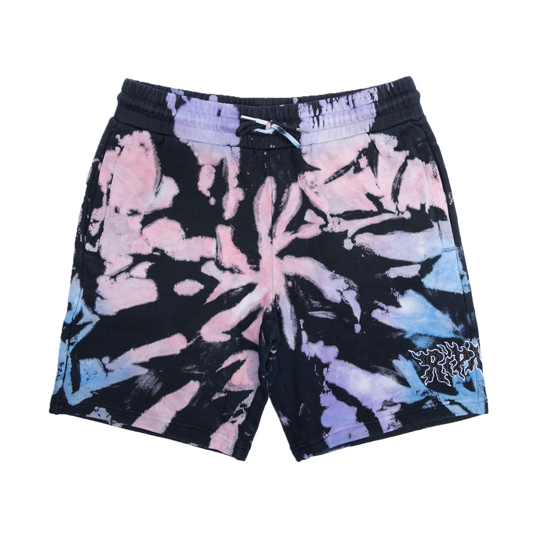 BLAZE SWEATSHORTS (BLACK/PEACH/PURPLE TIE DYE)